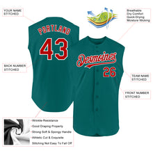 Load image into Gallery viewer, Custom Teal Red-White Authentic Sleeveless Baseball Jersey
