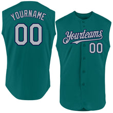 Load image into Gallery viewer, Custom Teal Gray-Navy Authentic Sleeveless Baseball Jersey
