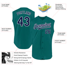 Load image into Gallery viewer, Custom Teal Navy-White Authentic Sleeveless Baseball Jersey
