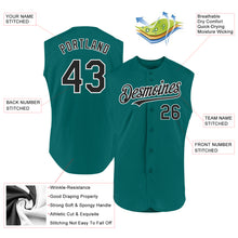 Load image into Gallery viewer, Custom Teal Black-White Authentic Sleeveless Baseball Jersey
