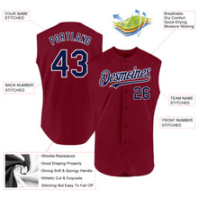 Load image into Gallery viewer, Custom Crimson Navy-White Authentic Sleeveless Baseball Jersey
