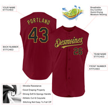Load image into Gallery viewer, Custom Crimson Black-Old Gold Authentic Sleeveless Baseball Jersey
