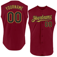 Load image into Gallery viewer, Custom Crimson Black-Old Gold Authentic Sleeveless Baseball Jersey
