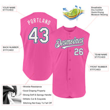 Load image into Gallery viewer, Custom Pink Black-Light Blue Authentic Sleeveless Baseball Jersey
