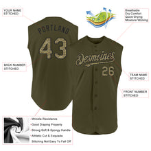 Load image into Gallery viewer, Custom Olive Camo-Black Authentic Sleeveless Salute To Service Baseball Jersey
