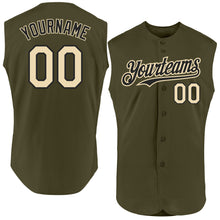 Load image into Gallery viewer, Custom Olive Cream-Black Authentic Sleeveless Salute To Service Baseball Jersey
