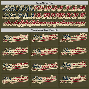 Custom Olive Vintage USA Flag-Cream Authentic Sleeveless Salute To Service Baseball Jersey
