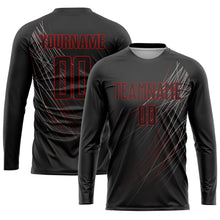 Load image into Gallery viewer, Custom Black Black-Red Sublimation Soccer Uniform Jersey
