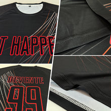 Load image into Gallery viewer, Custom Black Black-Red Sublimation Soccer Uniform Jersey
