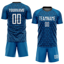 Load image into Gallery viewer, Custom Blue White-Black Sublimation Soccer Uniform Jersey
