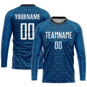 Custom Blue White-Black Sublimation Soccer Uniform Jersey