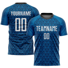 Load image into Gallery viewer, Custom Blue White-Black Sublimation Soccer Uniform Jersey
