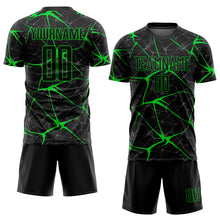 Load image into Gallery viewer, Custom Black Neon Green Sublimation Soccer Uniform Jersey
