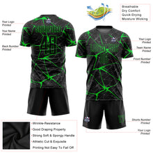 Load image into Gallery viewer, Custom Black Neon Green Sublimation Soccer Uniform Jersey
