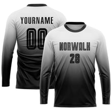 Load image into Gallery viewer, Custom White Black Sublimation Fade Fashion Soccer Uniform Jersey
