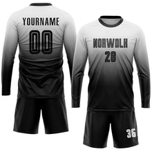 Load image into Gallery viewer, Custom White Black Sublimation Fade Fashion Soccer Uniform Jersey
