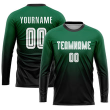 Load image into Gallery viewer, Custom Kelly Green White-Black Sublimation Fade Fashion Soccer Uniform Jersey
