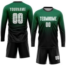 Load image into Gallery viewer, Custom Kelly Green White-Black Sublimation Fade Fashion Soccer Uniform Jersey

