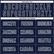 Load image into Gallery viewer, Custom Navy White Pinstripe Fade Fashion Sublimation Soccer Uniform Jersey
