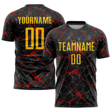 Load image into Gallery viewer, Custom Black Yellow-Red Sublimation Soccer Uniform Jersey
