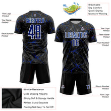 Load image into Gallery viewer, Custom Black Royal-White Sublimation Soccer Uniform Jersey
