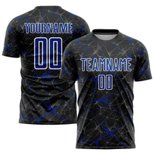 Load image into Gallery viewer, Custom Black Royal-White Sublimation Soccer Uniform Jersey
