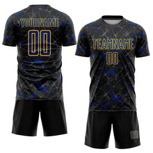 Load image into Gallery viewer, Custom Black Royal-Yellow Sublimation Soccer Uniform Jersey

