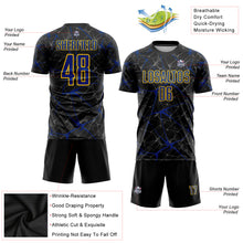 Load image into Gallery viewer, Custom Black Royal-Yellow Sublimation Soccer Uniform Jersey
