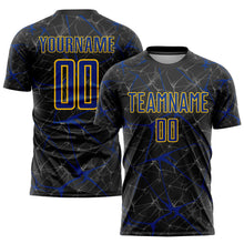 Load image into Gallery viewer, Custom Black Royal-Yellow Sublimation Soccer Uniform Jersey
