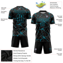 Load image into Gallery viewer, Custom Black Teal Sublimation Soccer Uniform Jersey
