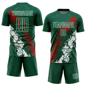 Custom Green Red-White Sublimation Mexico Soccer Uniform Jersey