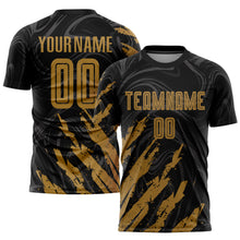 Load image into Gallery viewer, Custom Black Old Gold Sublimation Soccer Uniform Jersey
