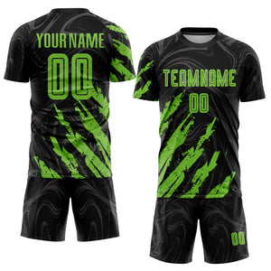 Custom Black Neon Green Sublimation Soccer Uniform Jersey