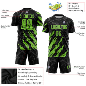 Custom Black Neon Green Sublimation Soccer Uniform Jersey