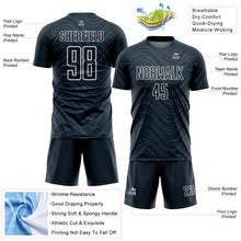 Load image into Gallery viewer, Custom Navy White Wavy Lines Sublimation Soccer Uniform Jersey
