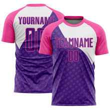 Load image into Gallery viewer, Custom Purple Pink-White Curve Lines Sublimation Soccer Uniform Jersey
