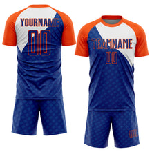 Load image into Gallery viewer, Custom Royal Orange-White Curve Lines Sublimation Soccer Uniform Jersey
