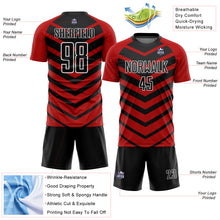 Load image into Gallery viewer, Custom Black Red-White Arrow Shapes Sublimation Soccer Uniform Jersey
