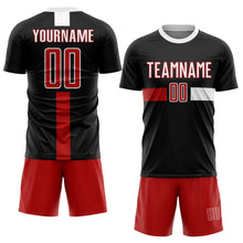 Load image into Gallery viewer, Custom Black Red-White Sublimation Soccer Uniform Jersey
