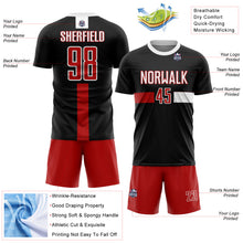 Load image into Gallery viewer, Custom Black Red-White Sublimation Soccer Uniform Jersey
