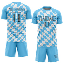 Load image into Gallery viewer, Custom White Sky Blue-Black Bavarian Flag Sublimation Soccer Uniform Jersey
