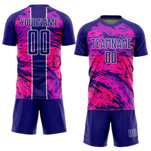 Load image into Gallery viewer, Custom Purple Hot Pink-White Abstract Fluid Sublimation Soccer Uniform Jersey
