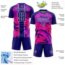 Load image into Gallery viewer, Custom Purple Hot Pink-White Abstract Fluid Sublimation Soccer Uniform Jersey
