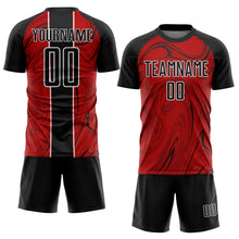 Load image into Gallery viewer, Custom Red Black-White Abstract Fluid Sublimation Soccer Uniform Jersey
