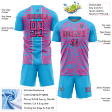 Load image into Gallery viewer, Custom Sky Blue Pink-Black Abstract Fluid Sublimation Soccer Uniform Jersey
