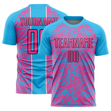 Load image into Gallery viewer, Custom Sky Blue Pink-Black Abstract Fluid Sublimation Soccer Uniform Jersey
