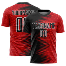 Load image into Gallery viewer, Custom Red Black-White Gradient Arrow Sublimation Soccer Uniform Jersey
