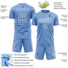 Load image into Gallery viewer, Custom Light Blue White Lines Sublimation Soccer Uniform Jersey
