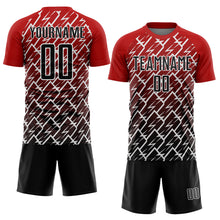 Load image into Gallery viewer, Custom Red Black-White Lightning Sublimation Soccer Uniform Jersey
