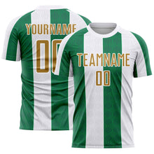 Load image into Gallery viewer, Custom White Old Gold-Kelly Green Sublimation Soccer Uniform Jersey
